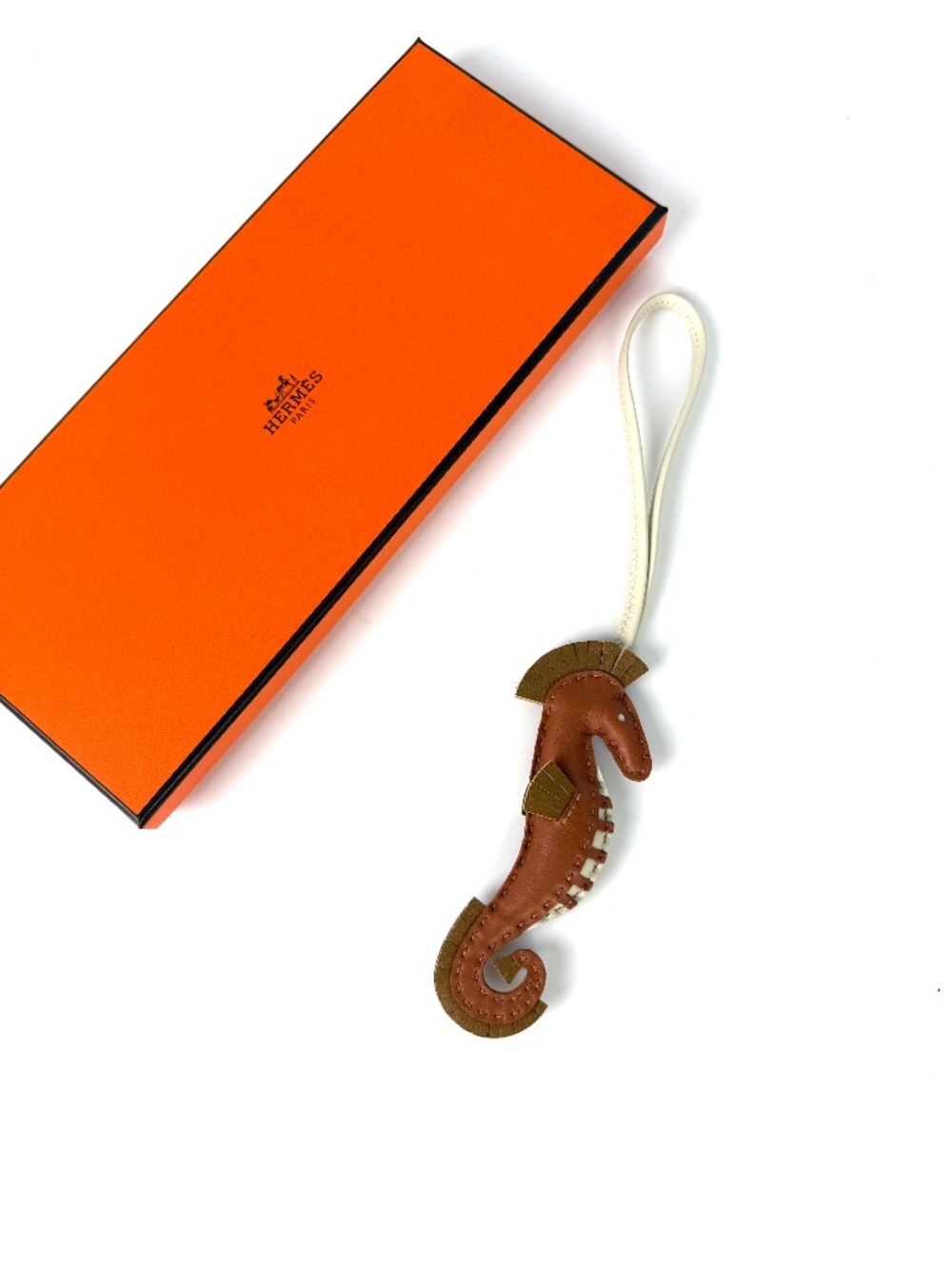 Hermes Seahorse Milo Gold Kraft Craie Lambskin Hippo Leather Bag Charm